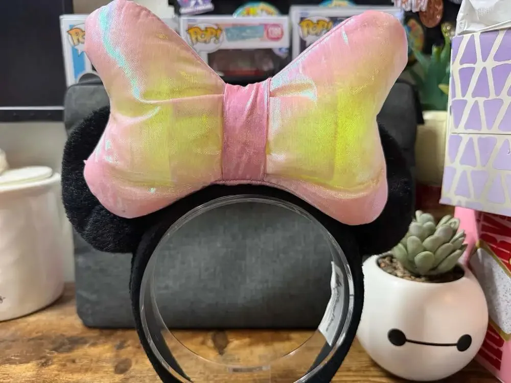Disney Parks Light Up Iridescent Pink Bow Ears Headband